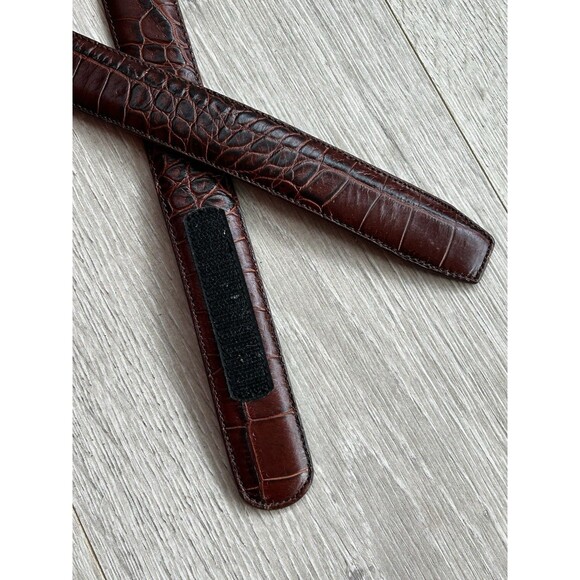 Terry Stack Brown Croc Embossed Hook and Loop Italian Leather Belt Size Medium main image 5